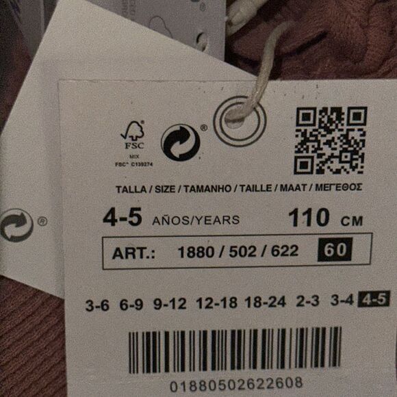 ZARA Kids | Pale Pink | RUFFLY WAFFLE WEAVE LEGGINGS - Picture 4 of 4